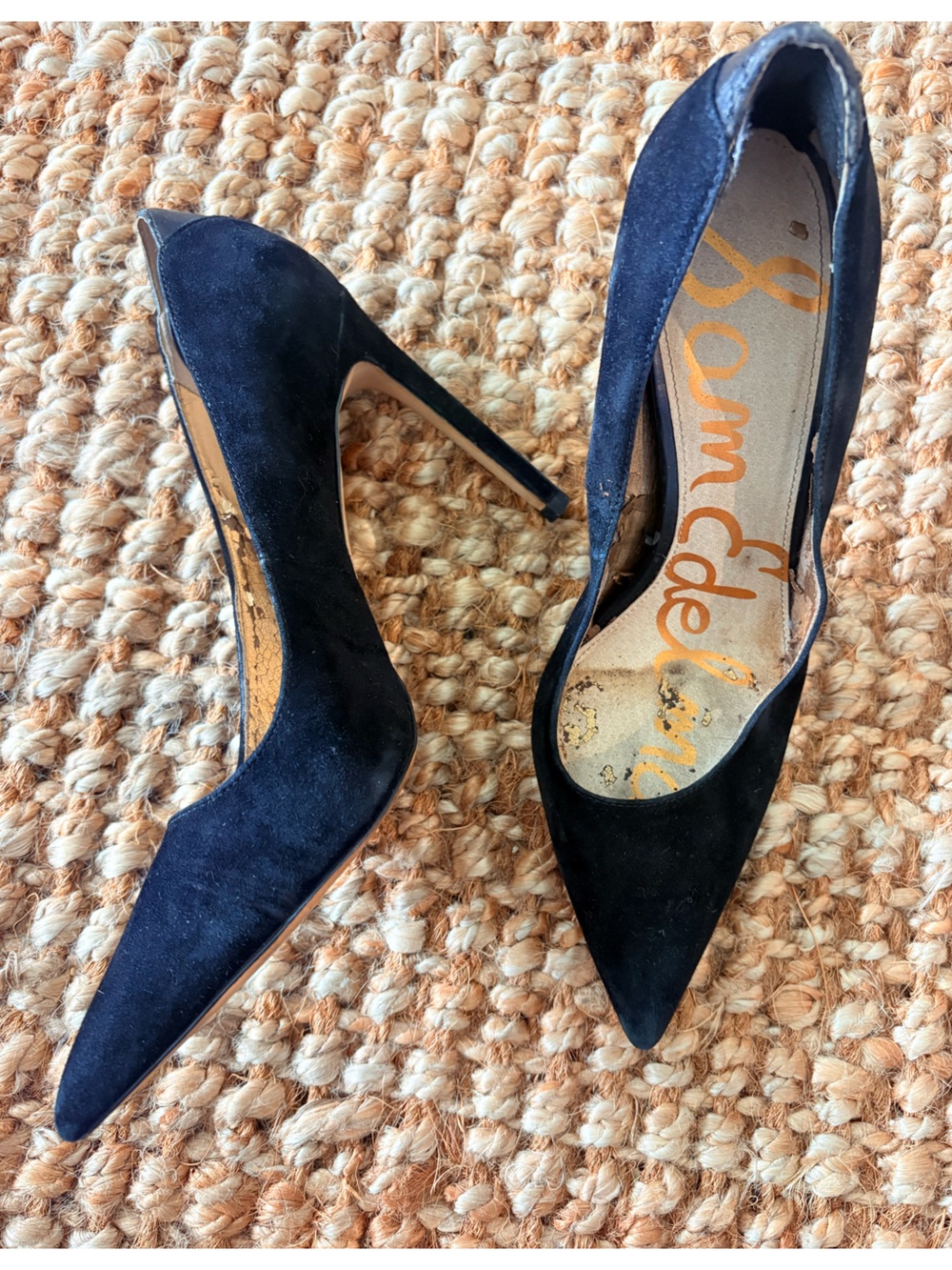 Sam Edelman Black Suede Pointed-Toe Stiletto Pumps